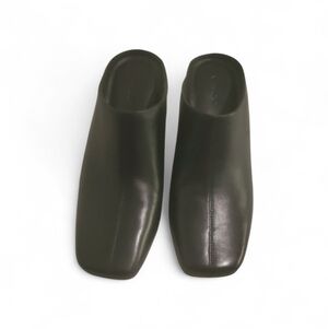 Vince Black Leather Slip-On Loafers Wedge